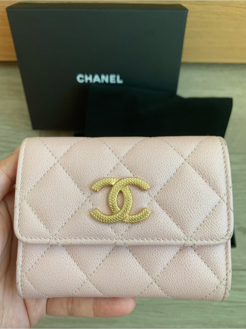 Chanel Classic Double Compartment Card Holder Pink Caviar LGHW